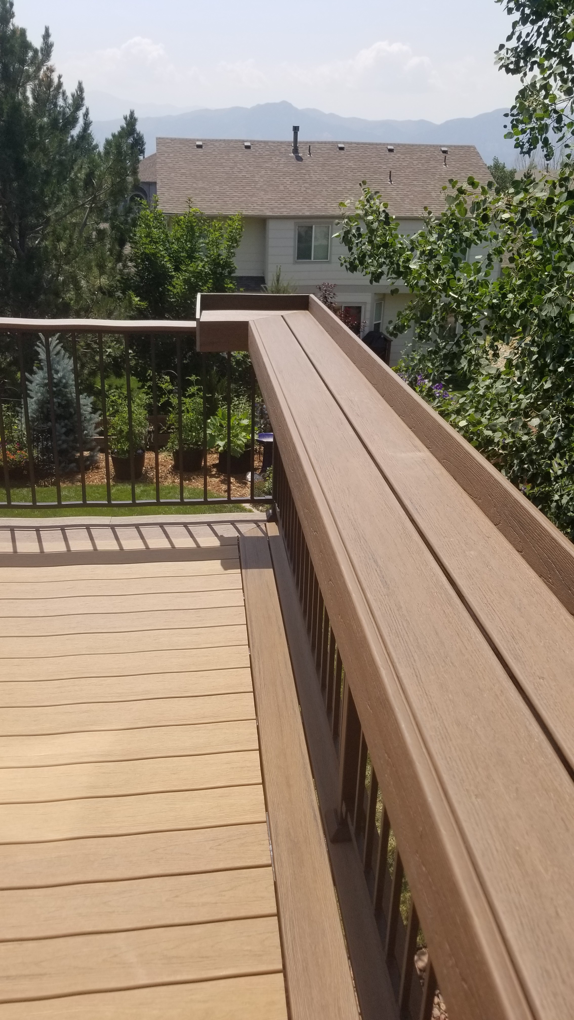 Custom built dining rail added to a railing
